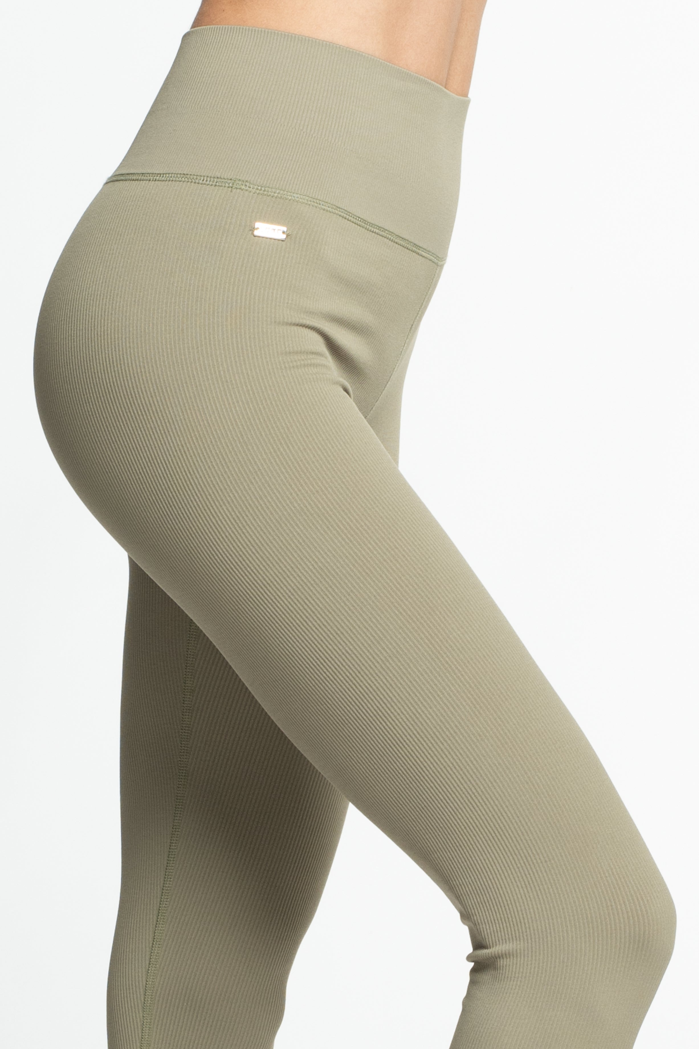 Luna High-Waisted Rib Legging - Pale Green