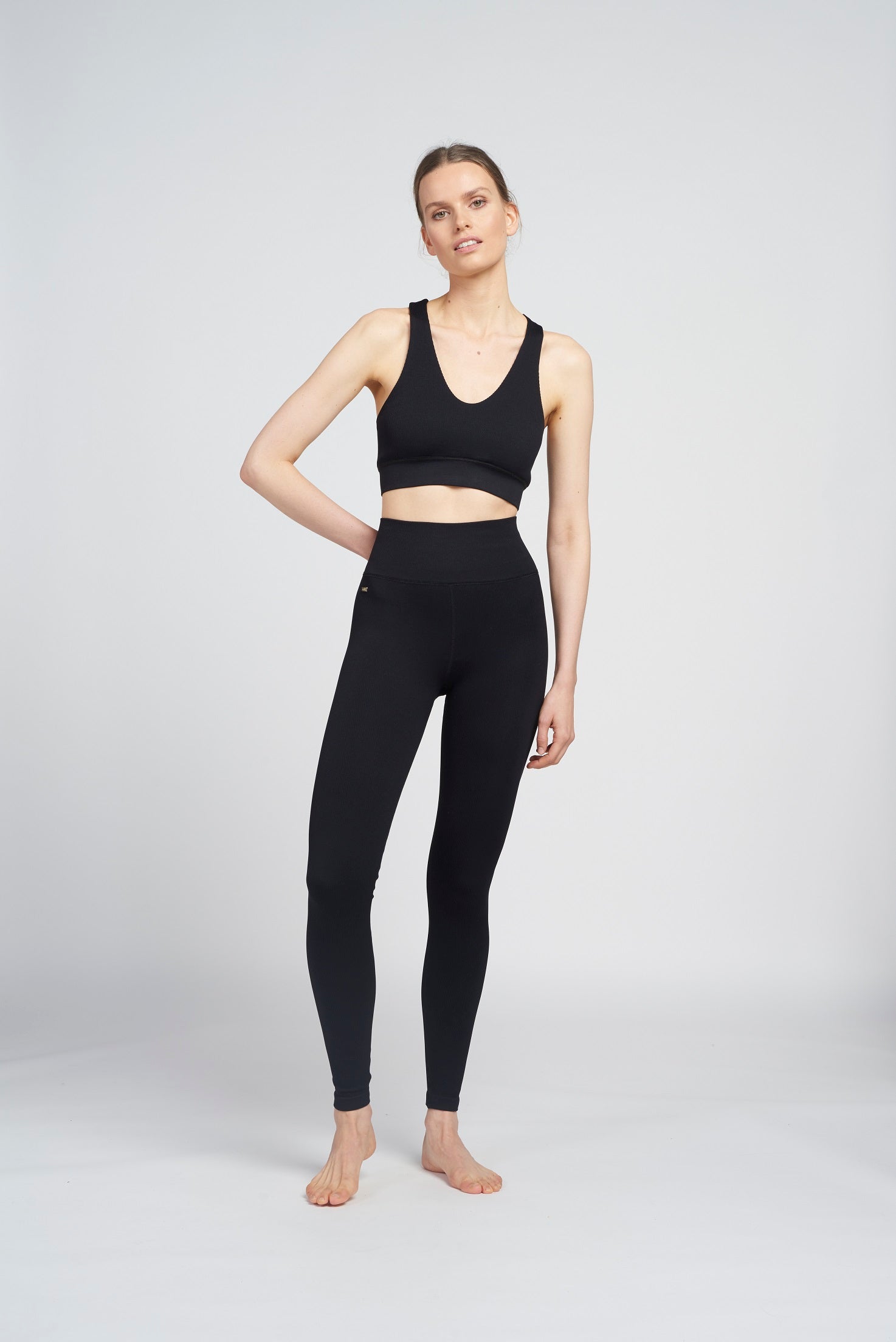 Indi Racer Back Rib Bra - Black