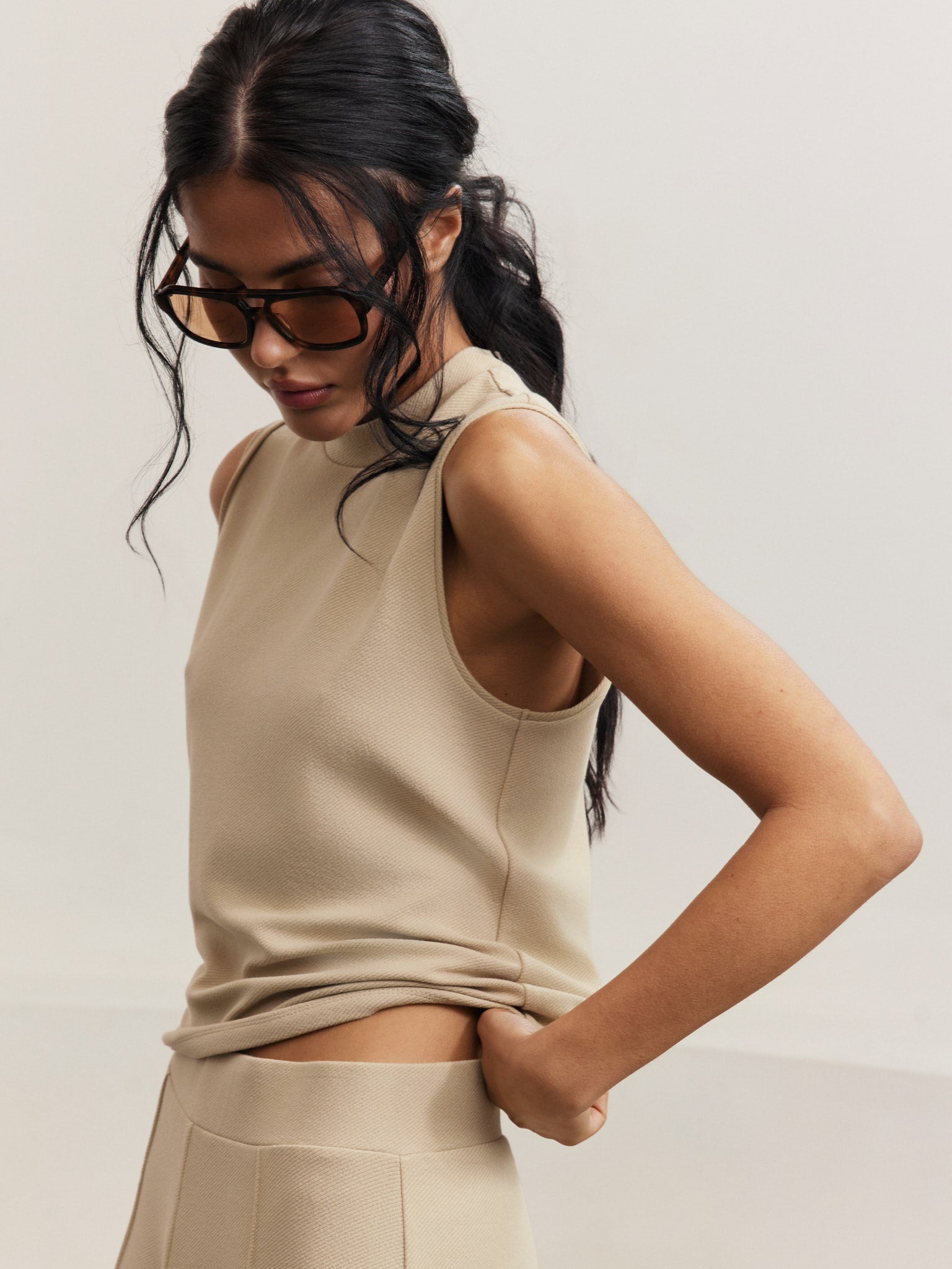 Forest Sleeveless Top - Champagne