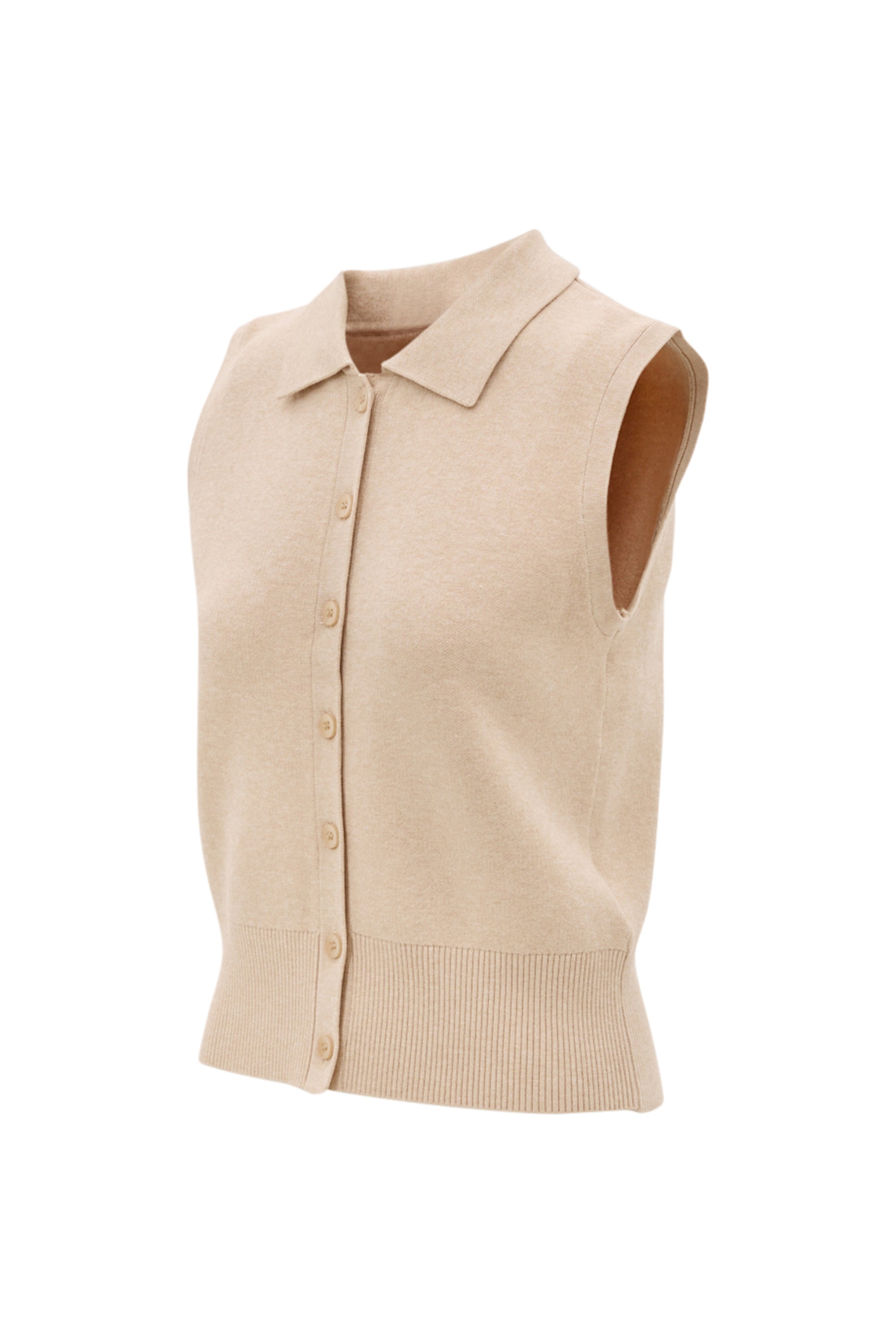 Olly Sleeveless Cardigan - Beige Melange