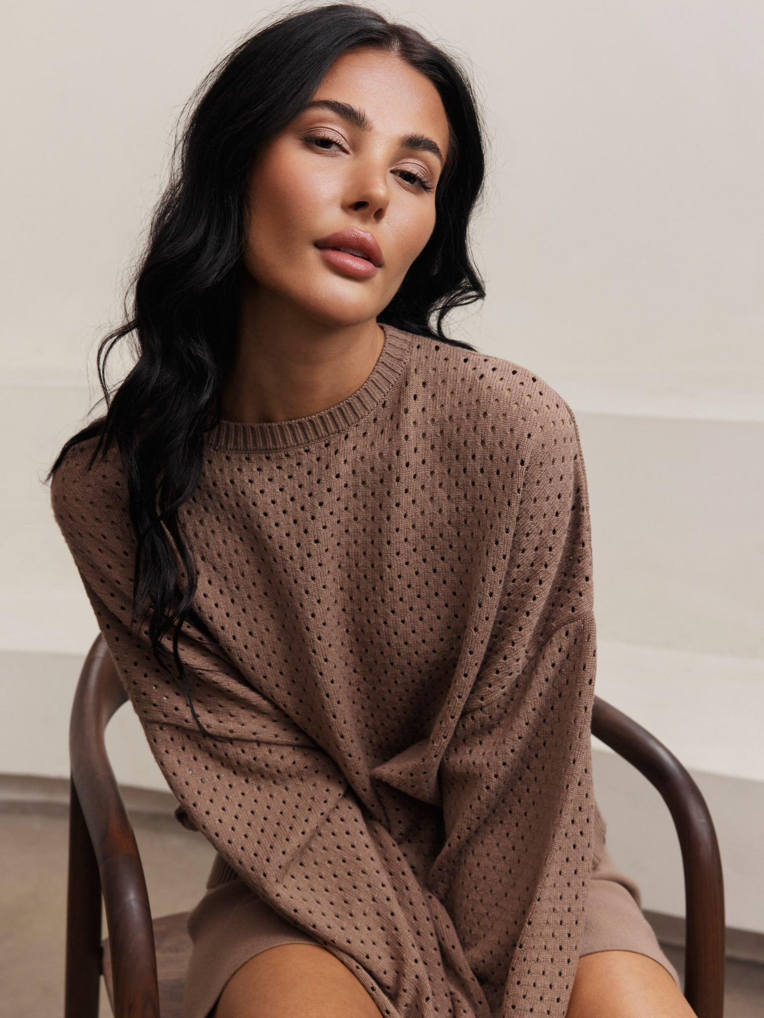 Olly Crochet Sweater - Light Toffee