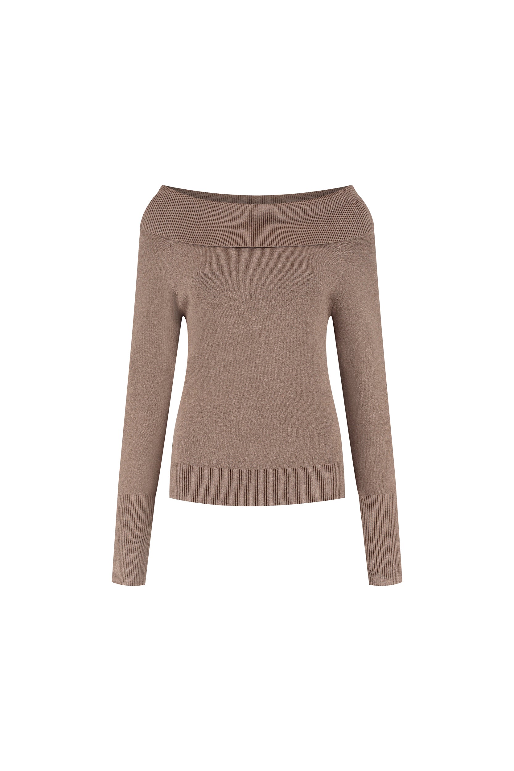 Olly Off-Shoulder Sweater - Brown
