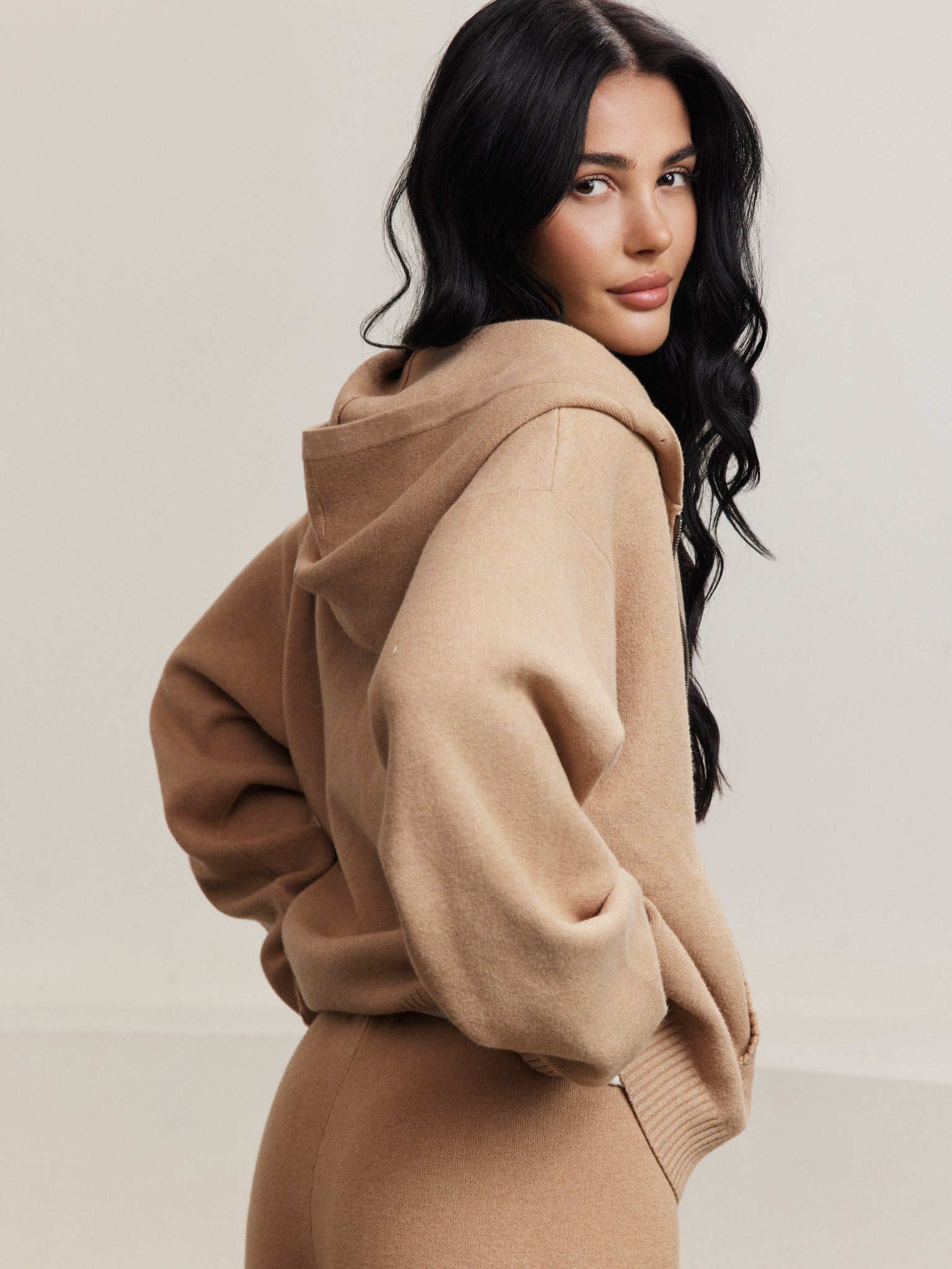 Olly Zip Up Cardigan - Camel