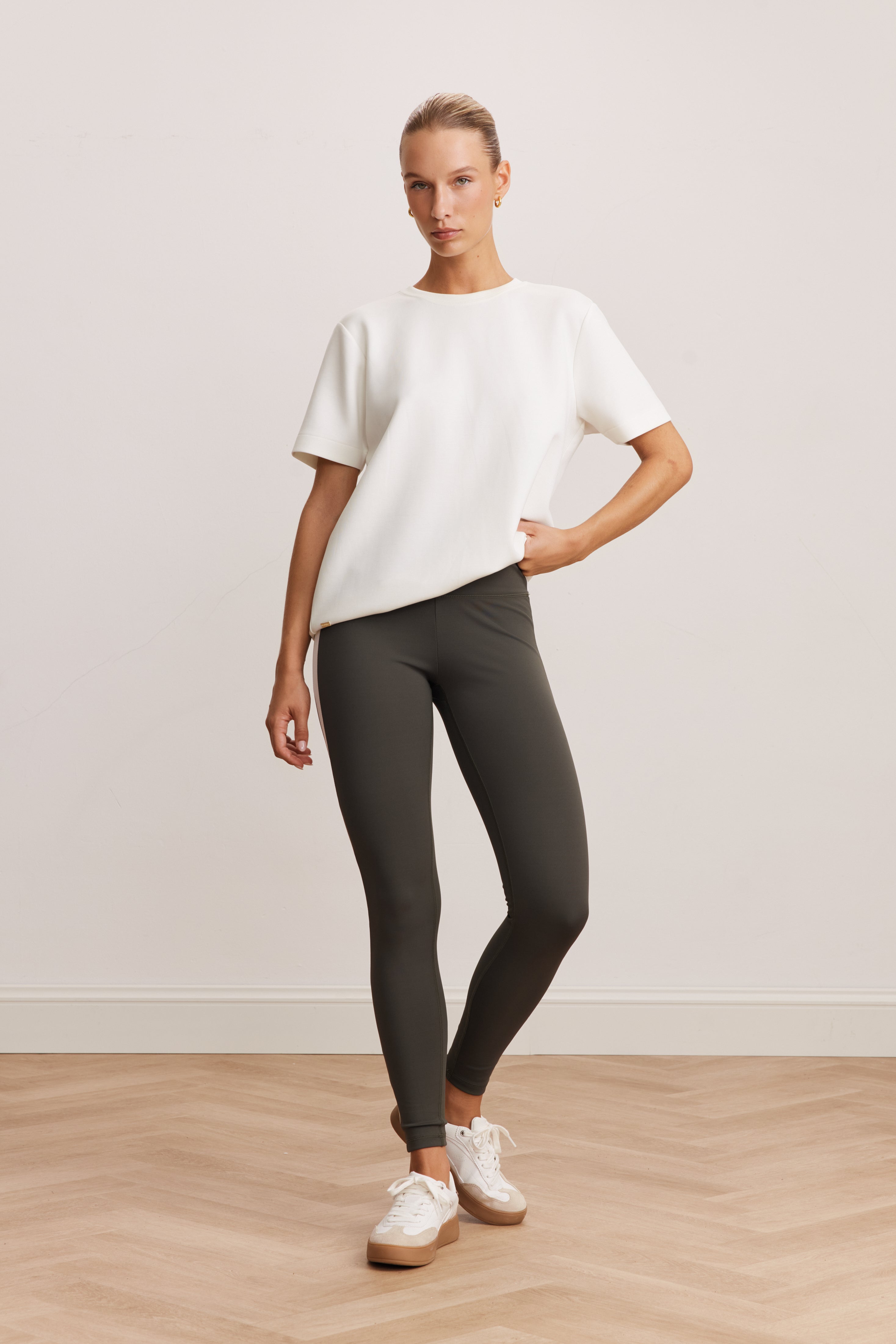 Sienna Shape Striped Leggings - Deep Moss