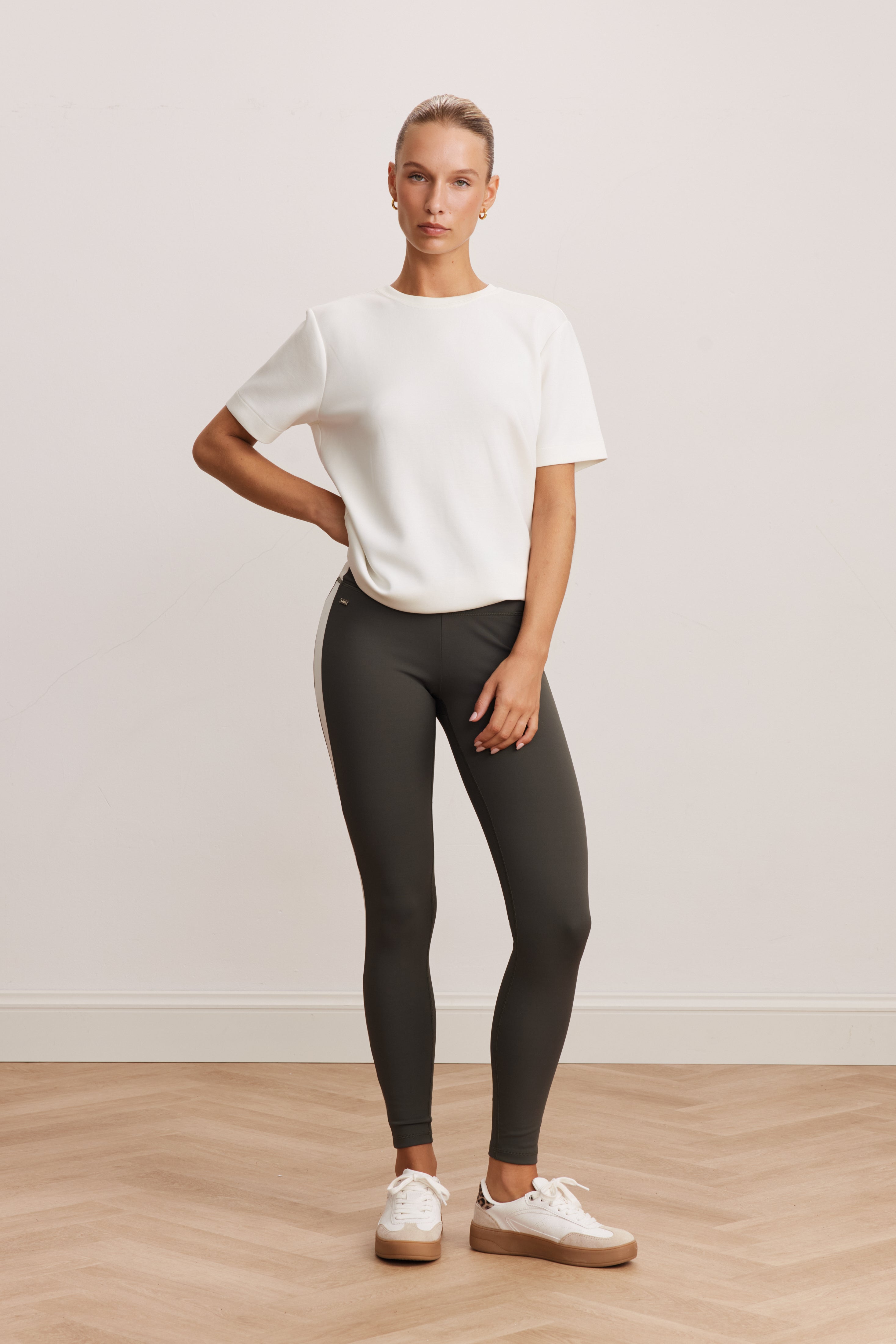 Sienna Shape Striped Leggings - Deep Moss