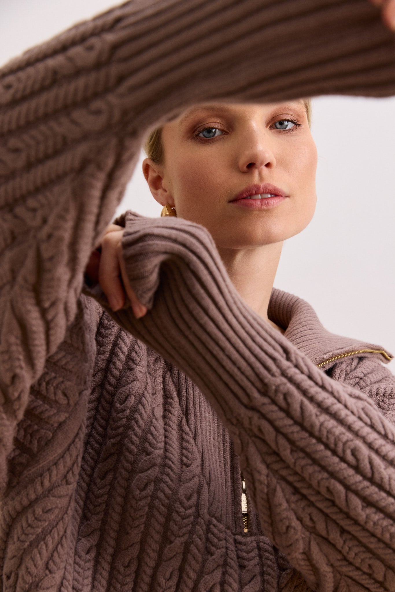 Blake Cable Knit Half-Zip Sweater - Fossil