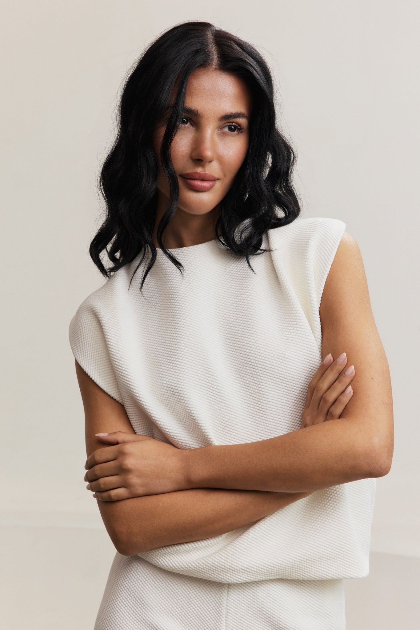 Moon Padded Shoulder Top - Marshmellow