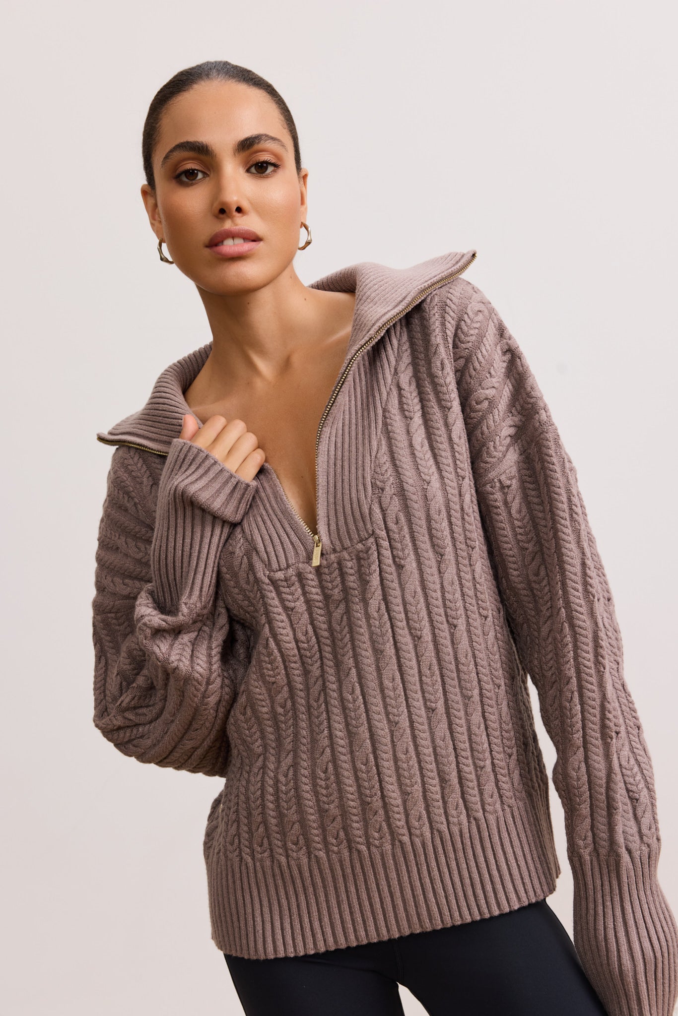 Blake Cable Knit Half-Zip Sweater - Fossil