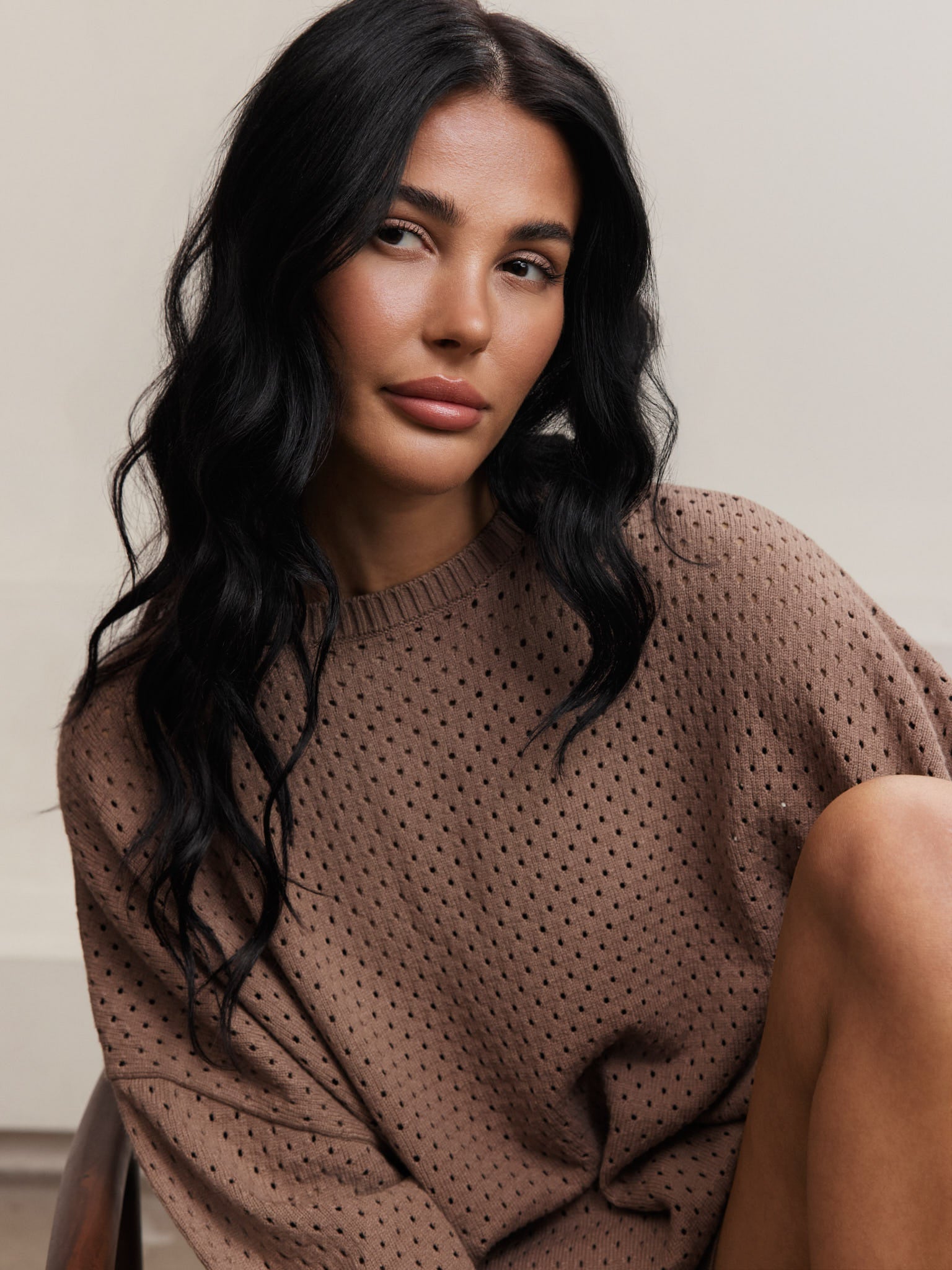 Olly Crochet Sweater - Light Toffee