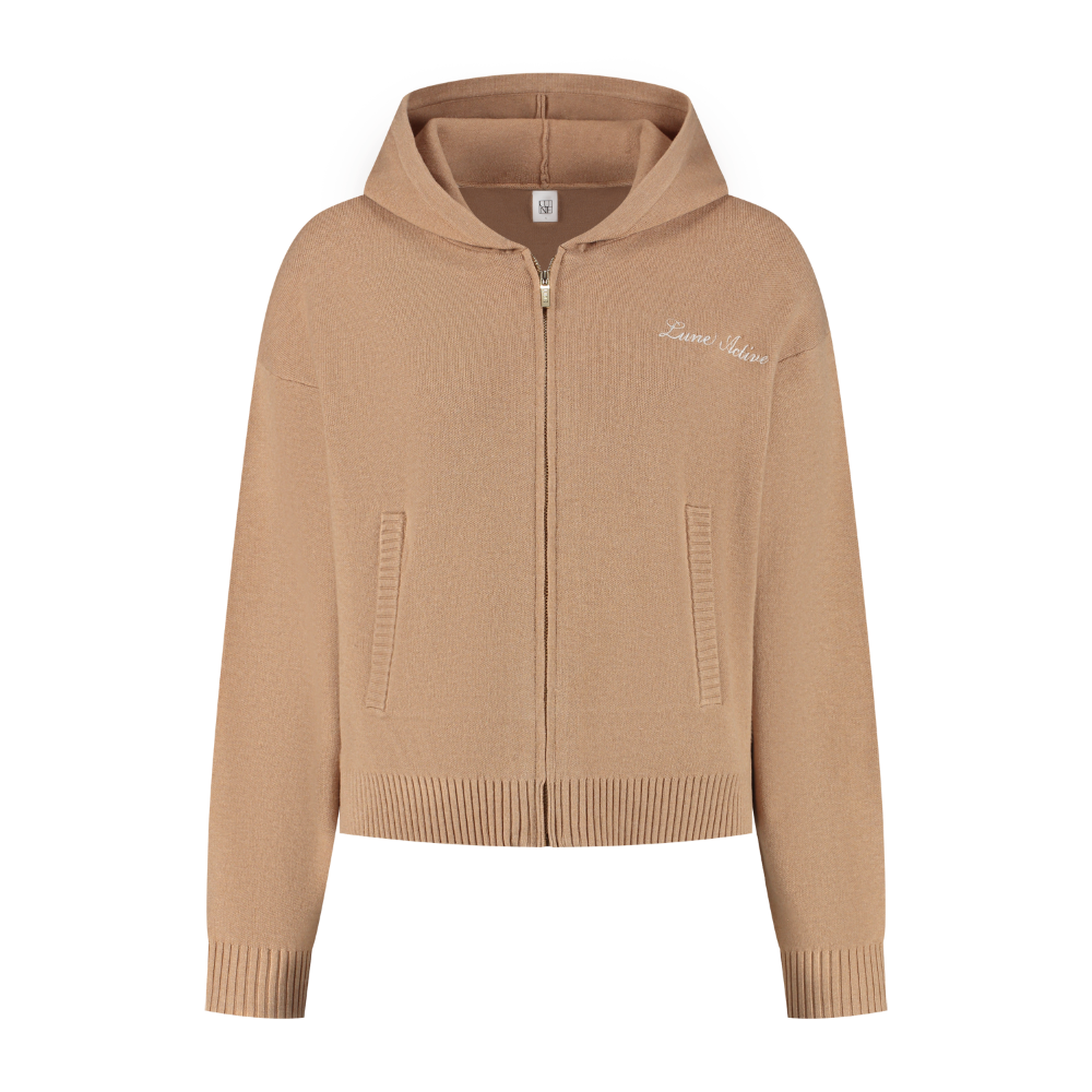 Olly Zip Up Cardigan - Camel