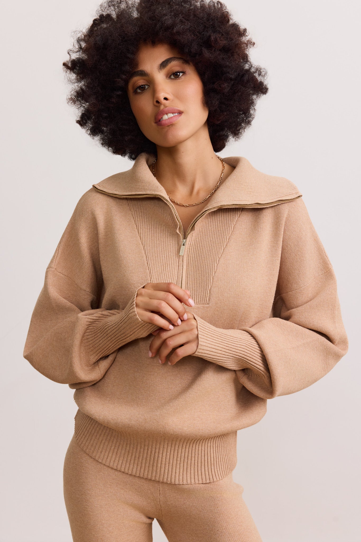 Olly Half-Zip Sweater - Camel