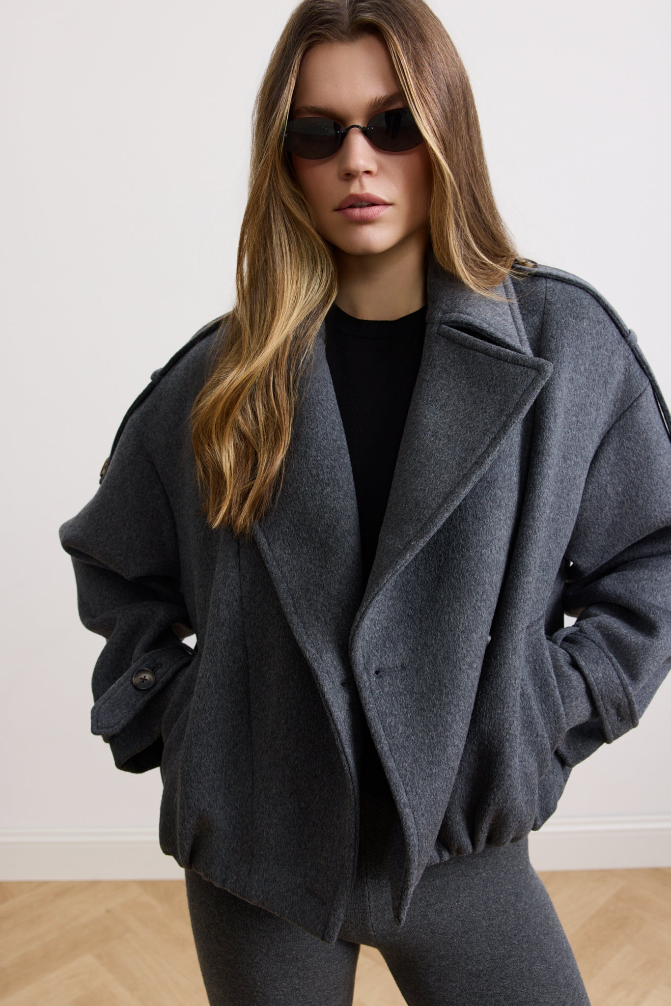 Julie Wool Blend Jacket - Dark Grey Melange